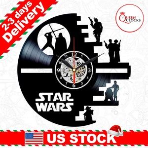 Death Star Wars Vinyl Clock Darth Vader Decor Gift